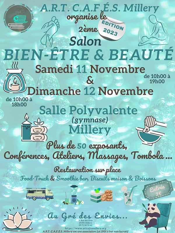 Affiche du salon bien-être de Millery qui aura lieu les 11 et 12 novembre 2023