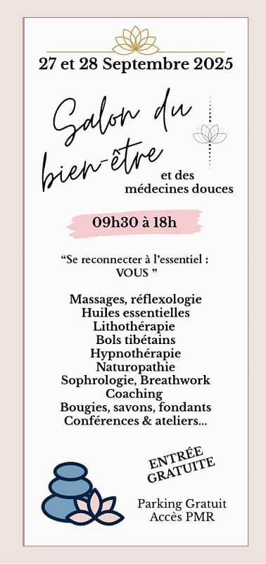 Affiche du salon bien-être de Oullins-Pierre-Bénite qui aura lieu les samedi 27 et dimanche 28 septembre 2025